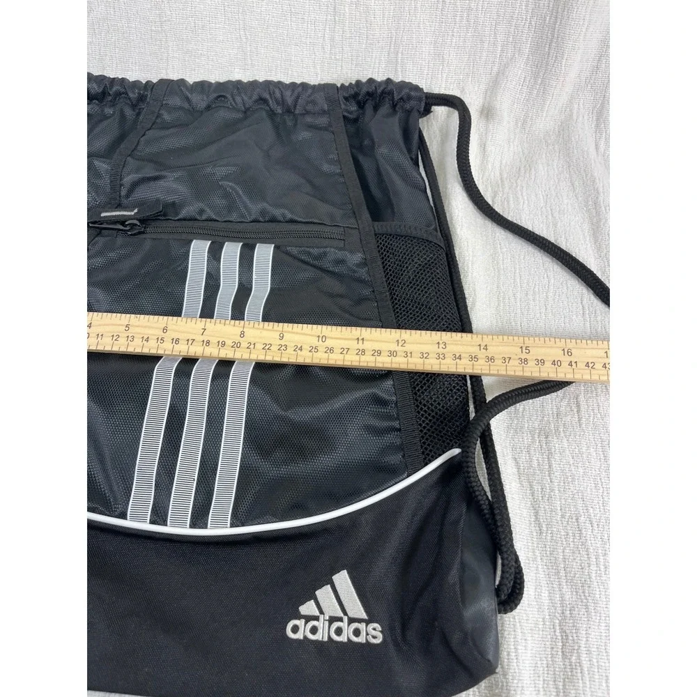 Adidas‎ Drawstring Backpack Gym Bag Sport Sackpack Black 3 Stripe
